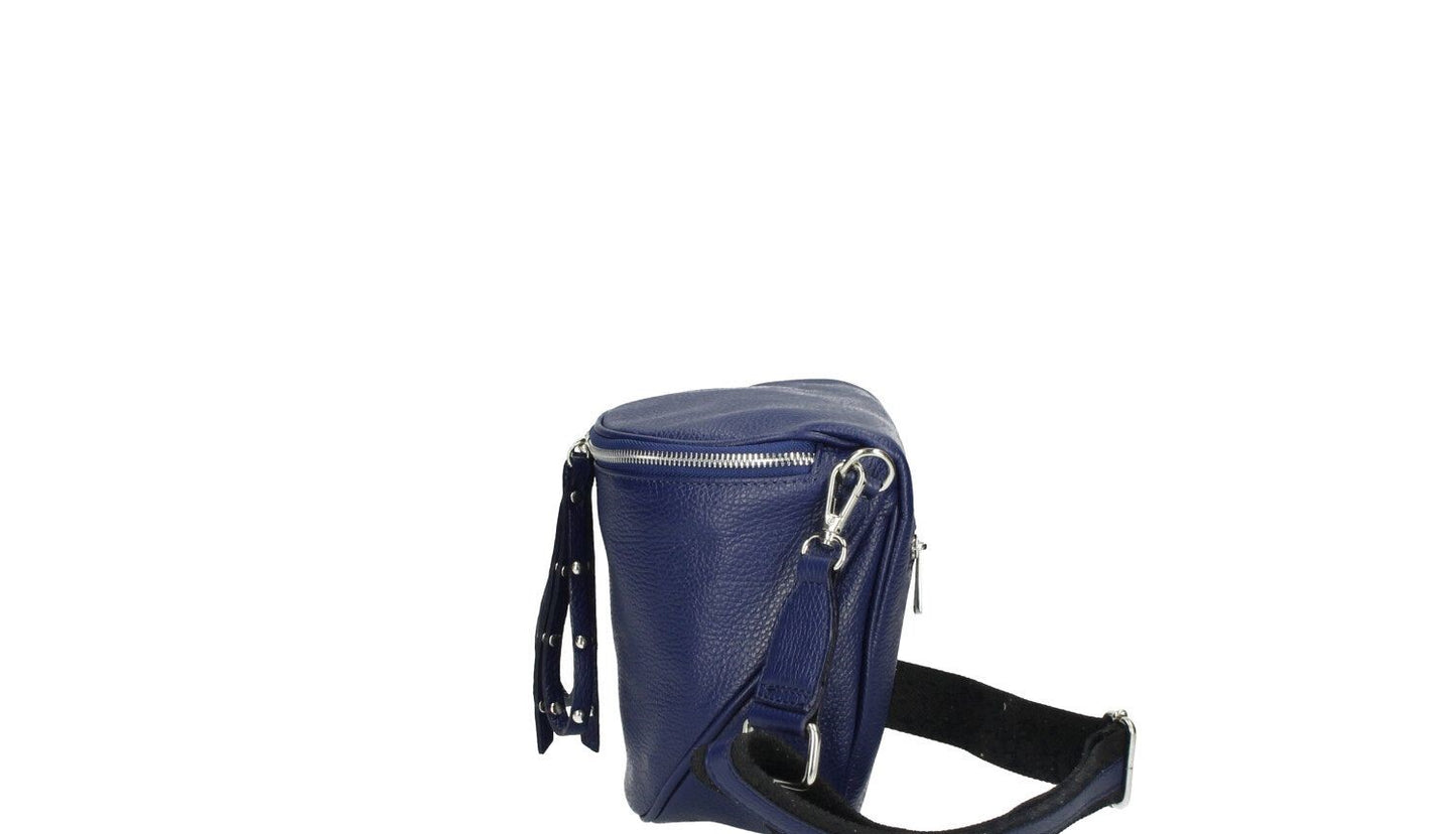 Denim Blue Italian Leather  Shoulder Bag - 'Nicole'