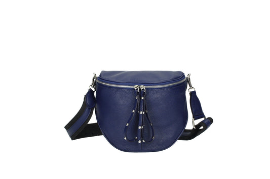 Denim Blue Italian Leather  Shoulder Bag - 'Nicole'