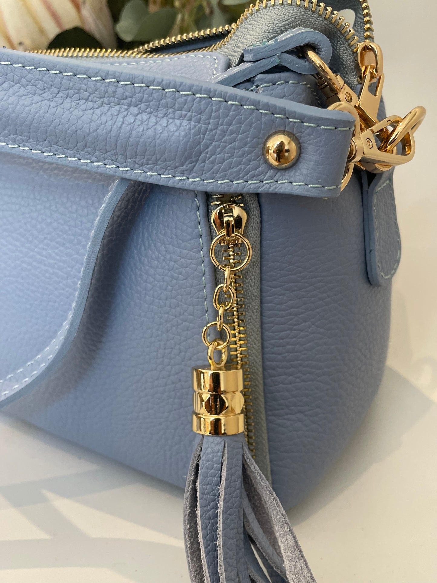 Azul Italian Leather Shoulder Bag- 'Roxanne'