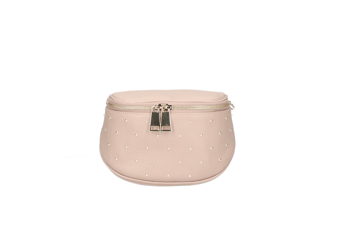 Powder Pink Italian Leather Shoulder Bag- Gemma