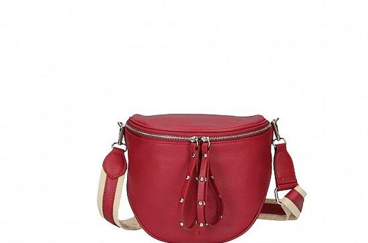 Red Italian Leather Shoulder Bag - 'Nicole'