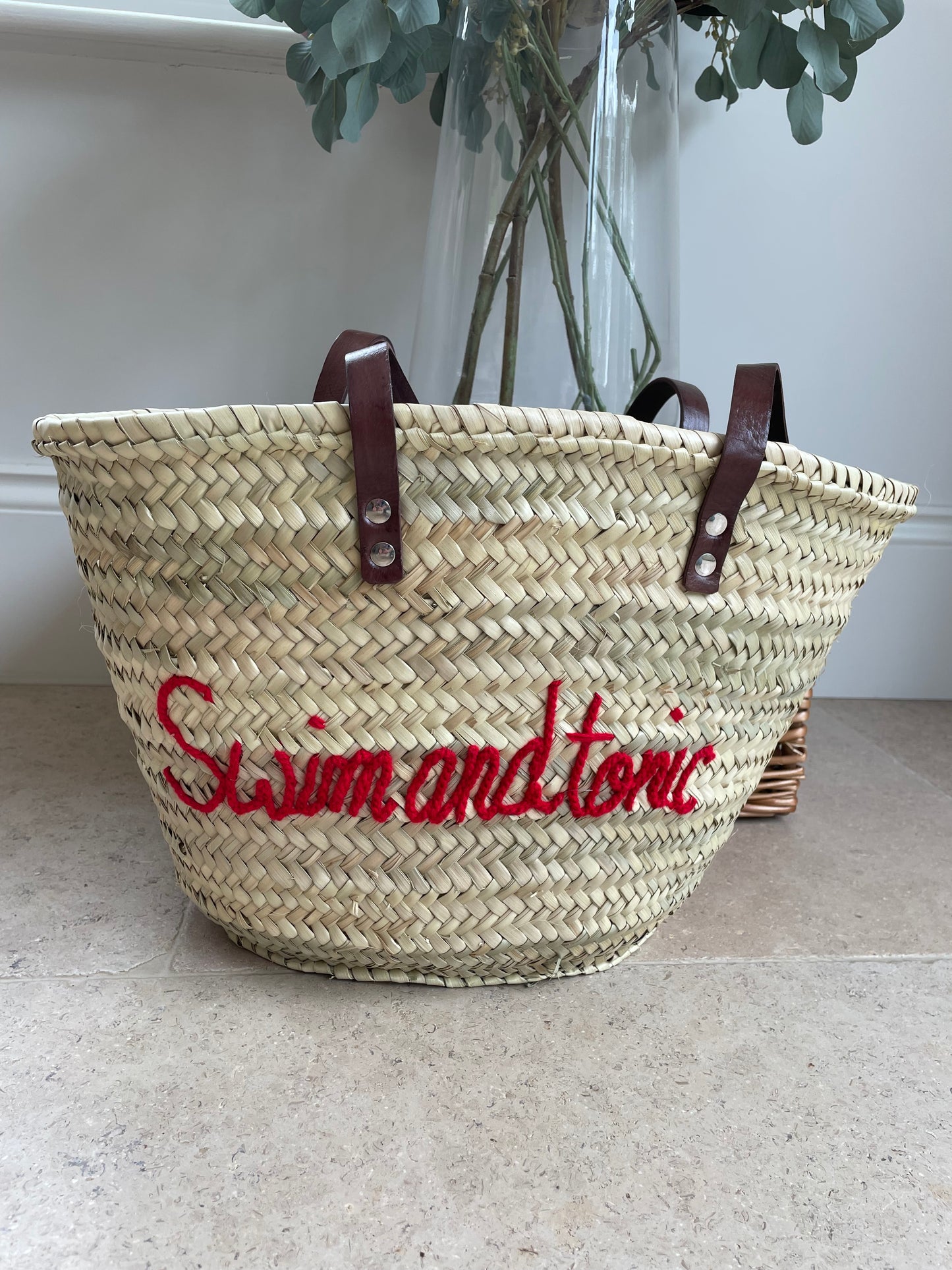 Straw Beach Basket- SWIM AND TONIC