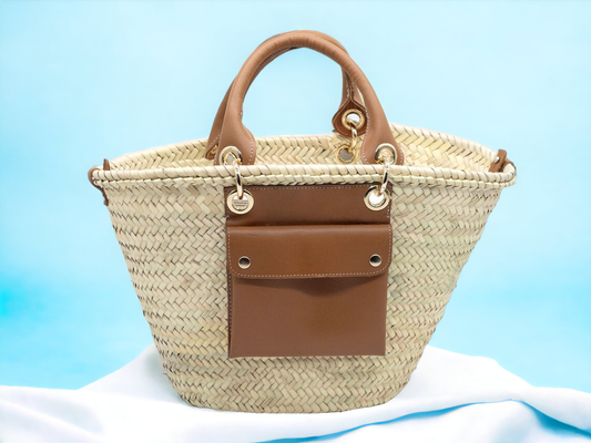 Timelessly Elegant French Basket Bag - Handwoven Luxury Tote: Brown